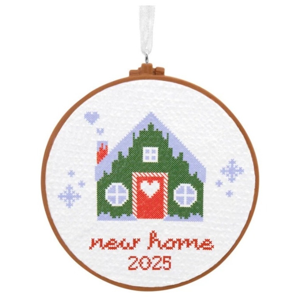 Hallmark 2025 New Home Cross Stitch Embroidery Hoop Christmas Ornament
